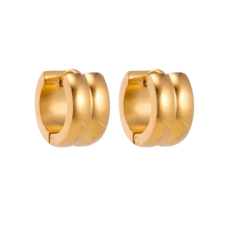 Klapcreolen – Staal Enkele Streep Goudkleurig (13mm) - Aramat Jewels - Oorringen - cadeautip