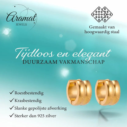 Klapcreolen – Staal Enkele Streep Goudkleurig (13mm) - Aramat Jewels - Oorringen - cadeautip