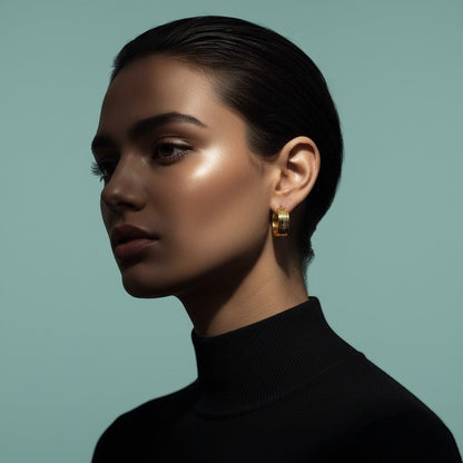 Kleine RVS Oorringen Grieks Motief Goudkleur 13mm - Aramat Jewels - Oorringen - cadeautip