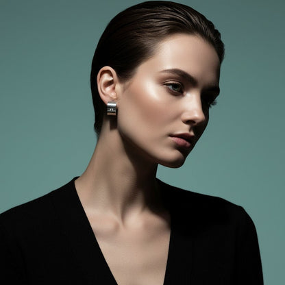 Kleine RVS Oorringen met Zirkonia Accent Zilverkleur 13mm - Aramat Jewels - Oorringen - cadeautip