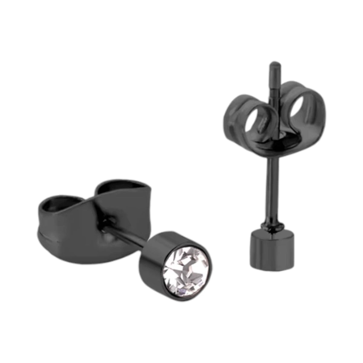 Kleine Stalen Oorbellen met Transparant Kristal | 3mm - oor3748 - Oorbellen kopen# - 3mm - alles