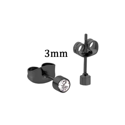 Kleine Stalen Oorbellen met Transparant Kristal | 3mm - oor3748 - Oorbellen kopen# - 3mm - alles