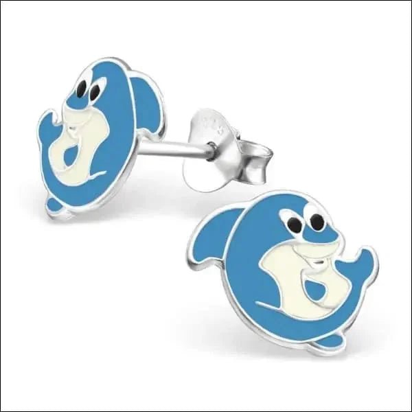 Een paar blauw en wit geëmailleerde vis manchetknopen