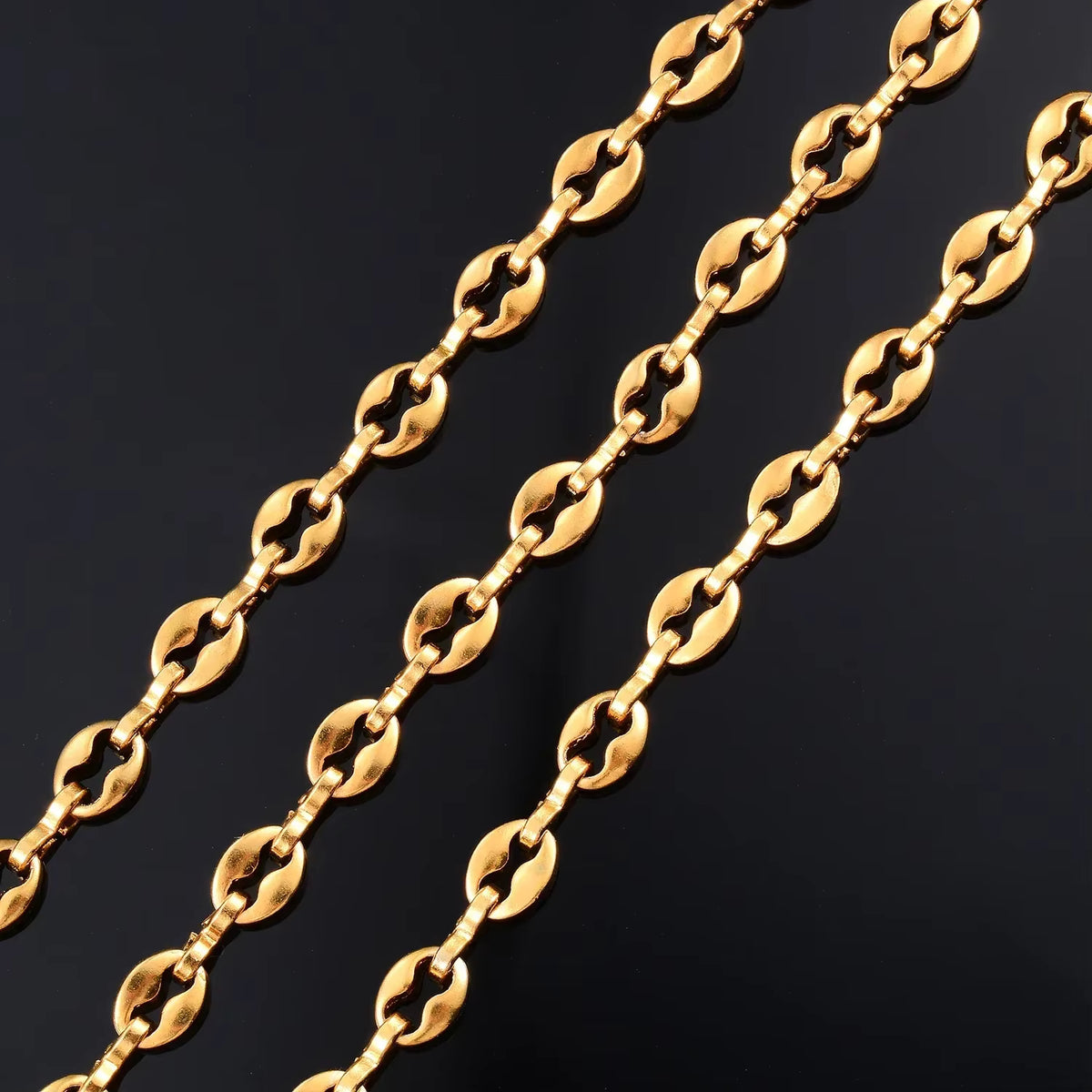 Goudkleurige Stalen Koffieboon Ketting – Unisex Schakelketting 4,5mm