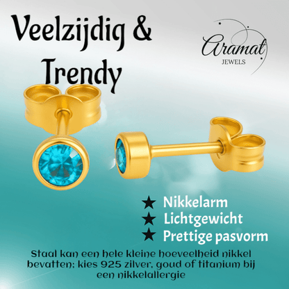 Kristallen Oorknopjes Aqua Blauw - 4mm - oor6164 - Oorbellen kopen# - 4mm - alles - Aqua Blauw