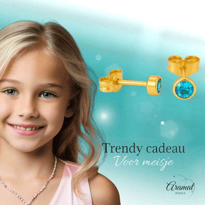 Kristallen Oorknopjes Aqua Blauw - 4mm - oor6164 - Oorbellen kopen# - 4mm - alles - Aqua Blauw