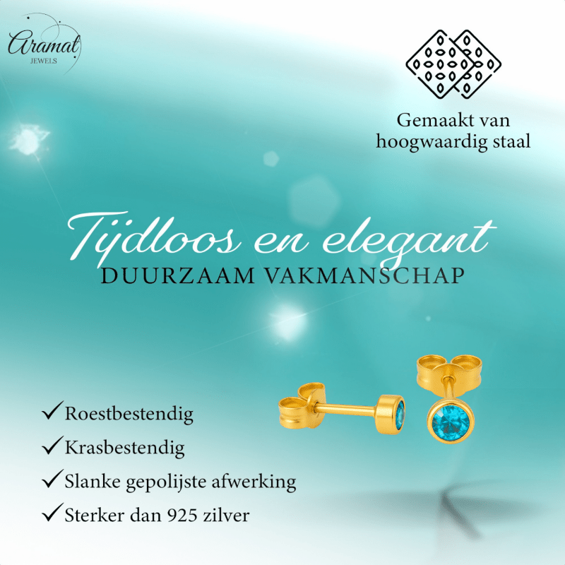 Kristallen Oorknopjes Aqua Blauw - 4mm - oor6164 - Oorbellen kopen# - 4mm - alles - Aqua Blauw