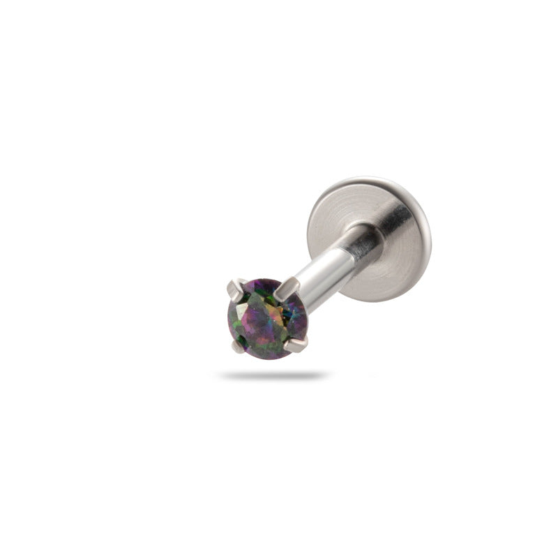 Helix Tragus Piercing Silver Multicolor Zirconia 3mm