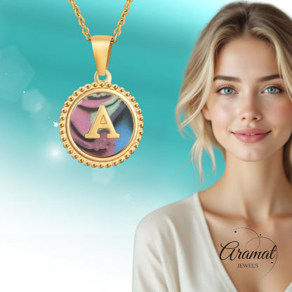 letter Necklace with Abalone Shell