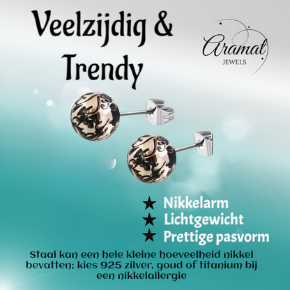 Boucles d'oreilles à clous en acier avec éclaboussures – 6 mm