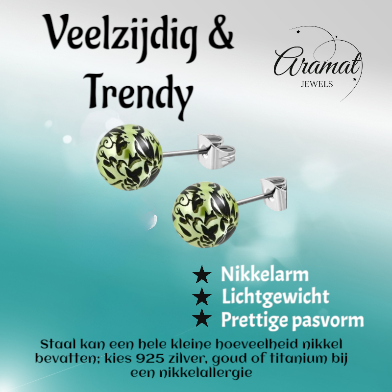 Boucles d'oreilles à clous en acier à effet « Splash » – 6 mm