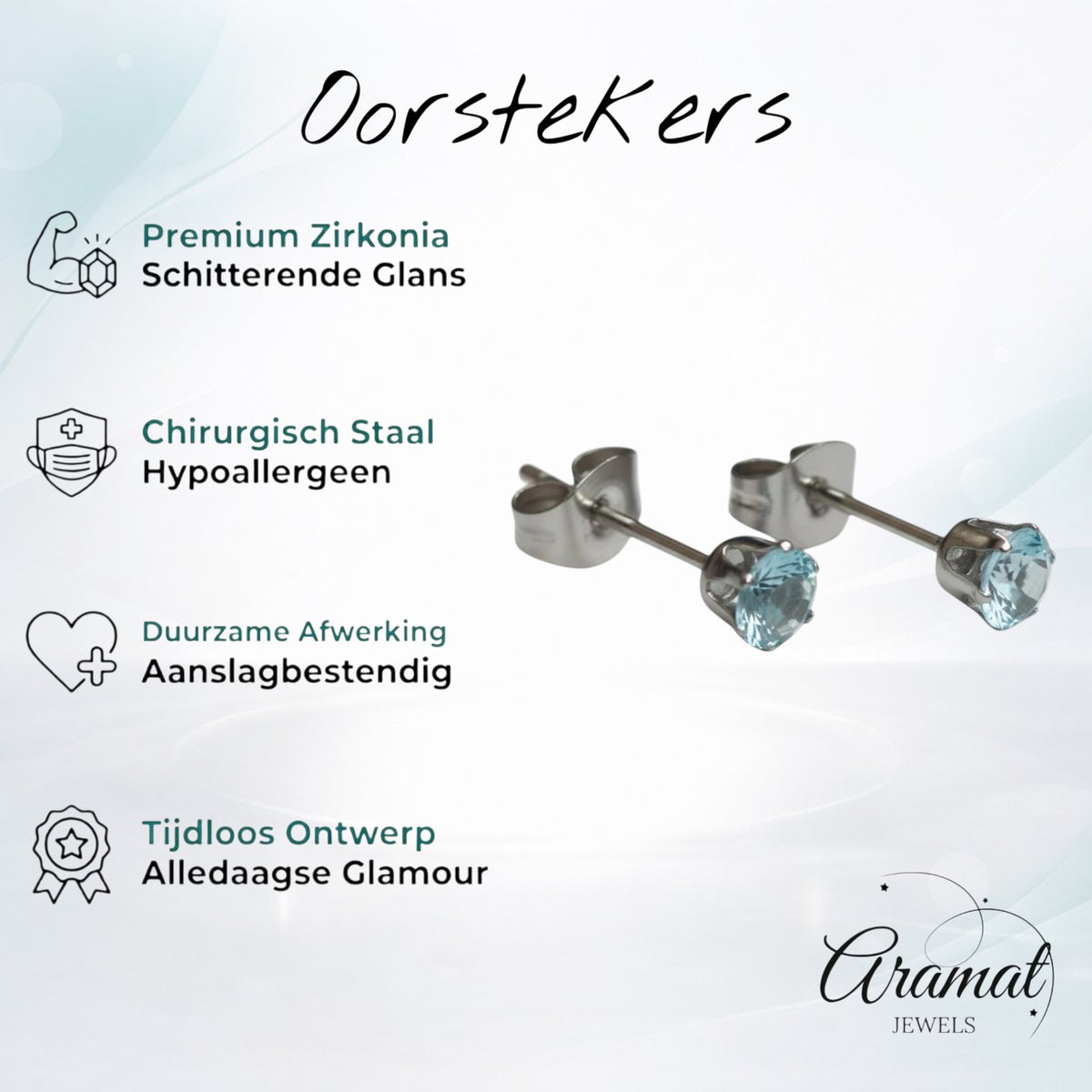 Boucles d'oreilles en zircon bleu clair