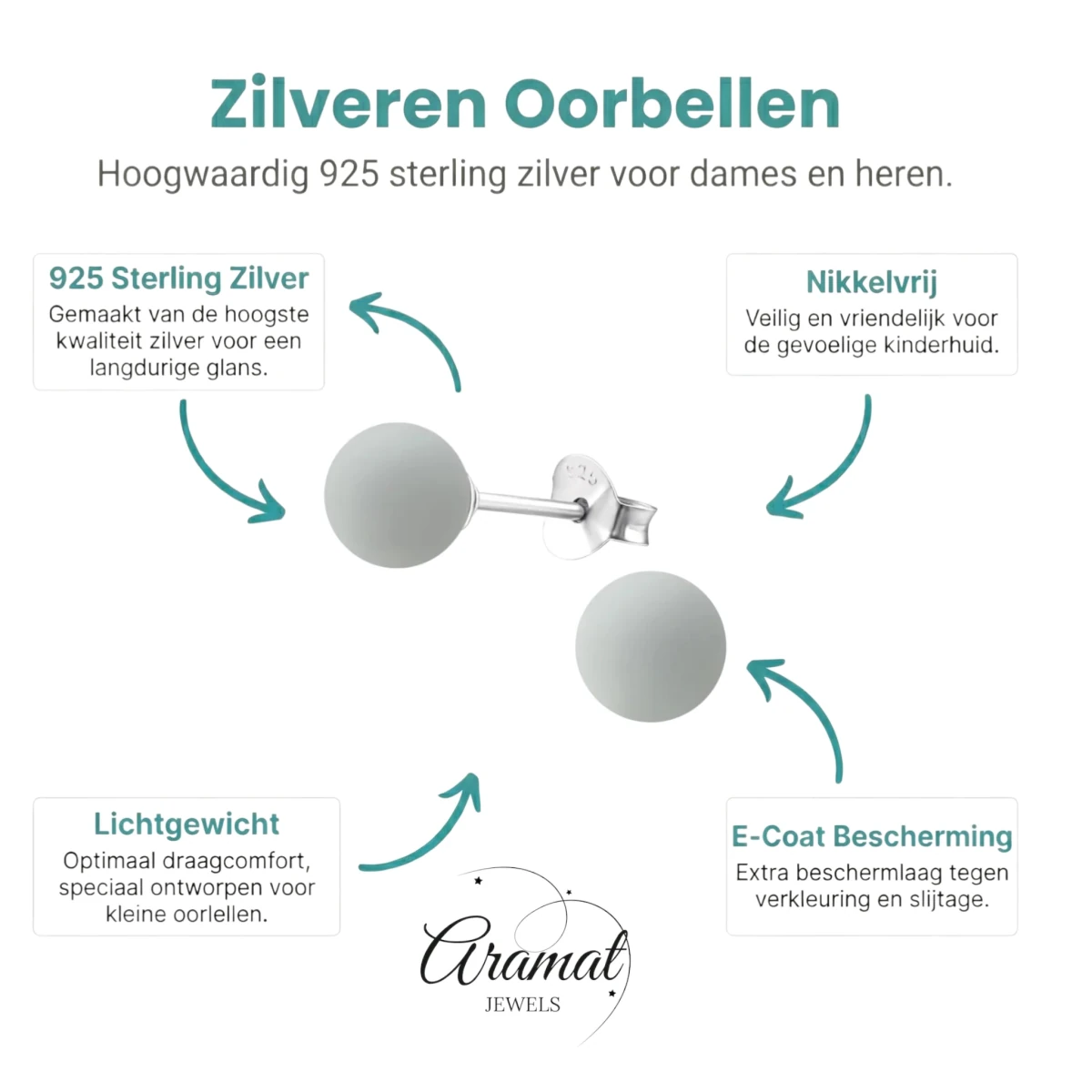 Lichtgrijze Zilveren Parel Oorbellen - Aramat Jewels - Oorbellen - cadeautip