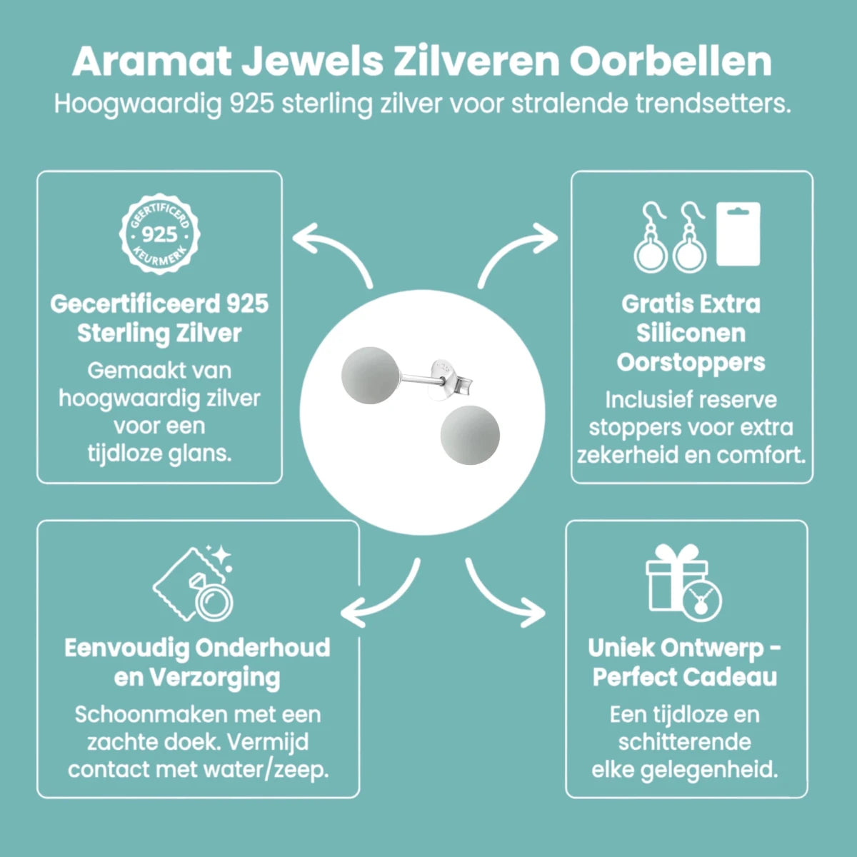 Lichtgrijze Zilveren Parel Oorbellen - Aramat Jewels - Oorbellen - cadeautip