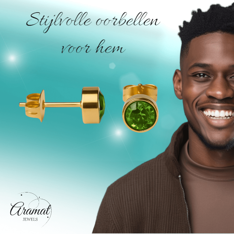 Lichtgroene Kristallen Oorstekers 6mm – Goudkleurig - oor2767 - XE71665 - Oorbellen kopen# - 6mm - alles - cadeau