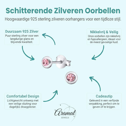 Lichtroze Kristallen Oorbellen meisje - Aramat Jewels - Oorbellen - cadeautip