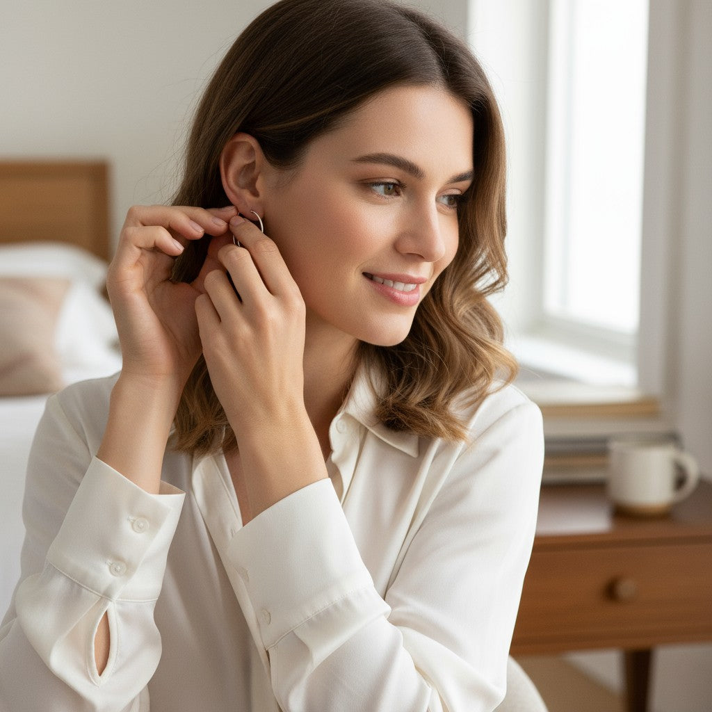 Zilverkleurige metalen oorringen 25mm met klapscharnier, lichtgewicht en personaliseerbaar met oorbedels voor dames trendy