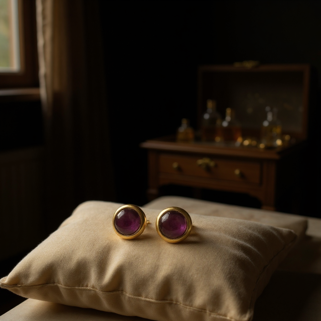 Boucles d'oreilles œil de chat 8 mm – Couleur or violet