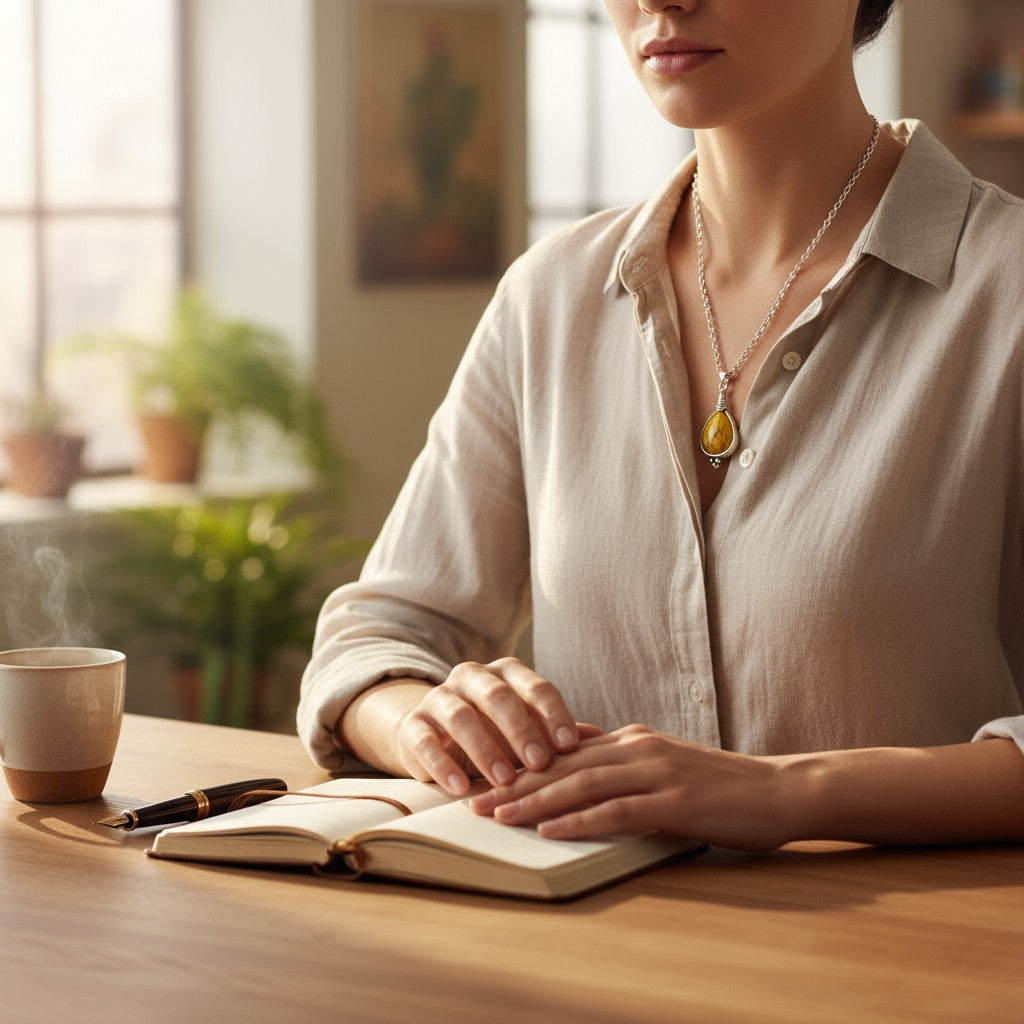Yellow Boho Necklace - Zinc Alloy - 33mm - Women's Necklace