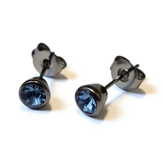 Earrings – Steel Purple Crystal Silver-colored (5mm) 