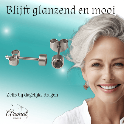 Lila kristal oorstekers – 4mm zilver RVS - Aramat Jewels - Oorbellen - cadeautip