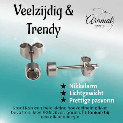 Lila kristal oorstekers – 4mm zilver RVS - Aramat Jewels - Oorbellen - cadeautip