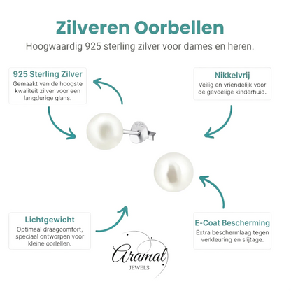 Luxe Crèmekleurige Pareloorbellen 7mm - Aramat Jewels - Oorbellen - cadeautip