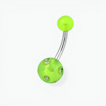 Piercing nombril luxueux en acier cristal avec pierre 