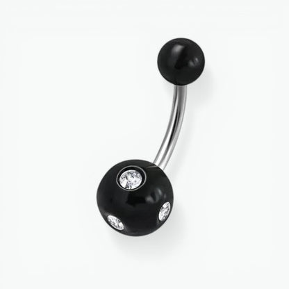 Piercing nombril luxueux en acier cristal avec pierre 