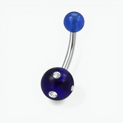 Piercing nombril luxueux en acier cristal avec pierre 