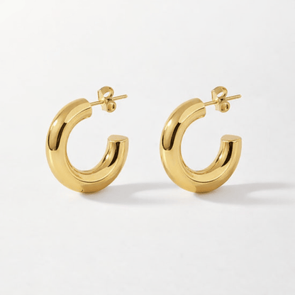 Massieve Halve Oorringen Glad RVS 25x8mm