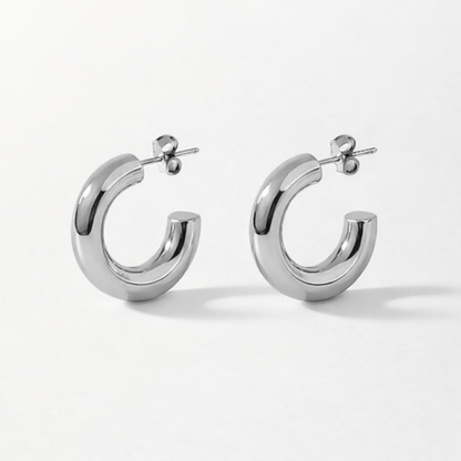 Massieve Halve Oorringen Glad RVS 25x8mm