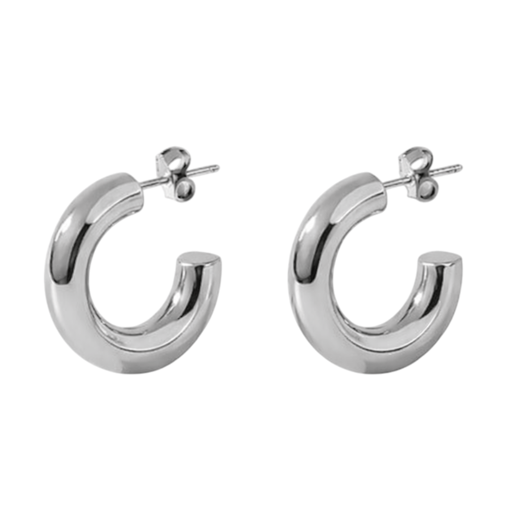 Massieve Halve Oorringen Glad RVS 25x8mm