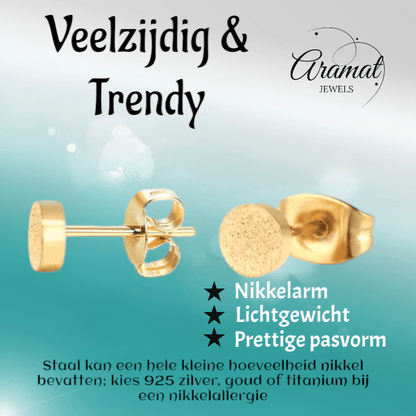Matte Goudkleurige Ronde Oorstekers 5mm - Aramat Jewels - Oorbellen - cadeautip