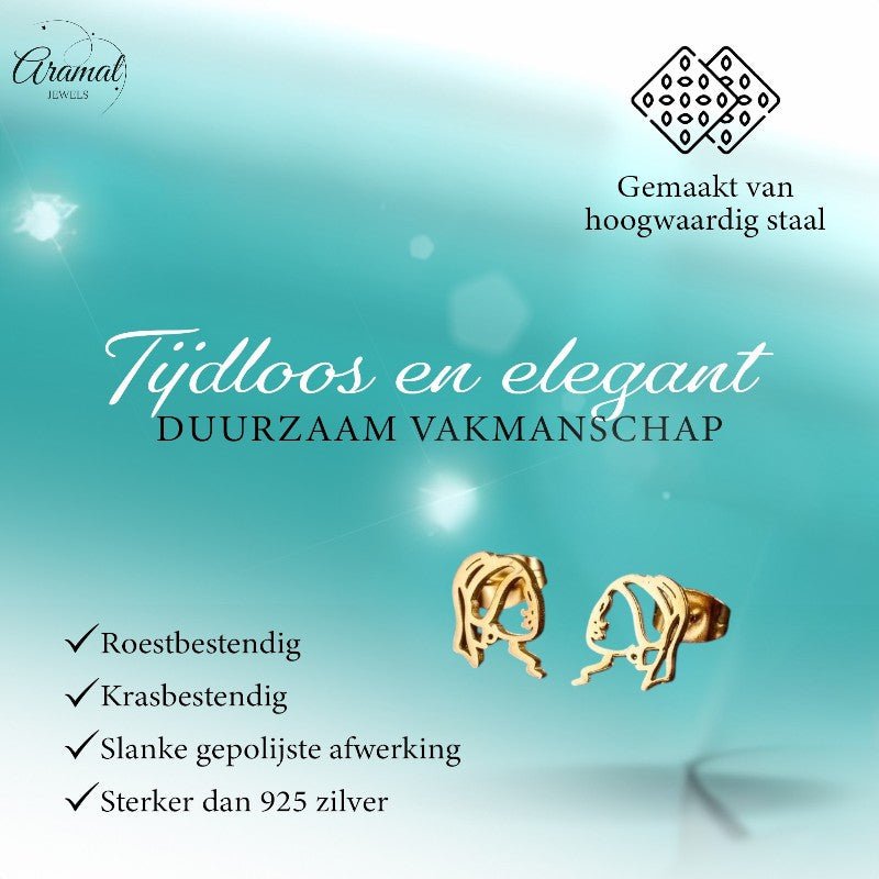 Meisje met de Parel Oorstekers Goudkleurig RVS - oor6393 - 638455 - Oorbellen kopen# - 12mm - alles - cadeau