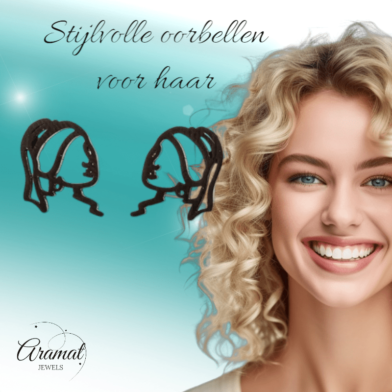 Meisje met de Parel Oorstekers Zwart RVS - oor6395 - 638453 - Oorbellen kopen# - 12mm - alles - cadeau