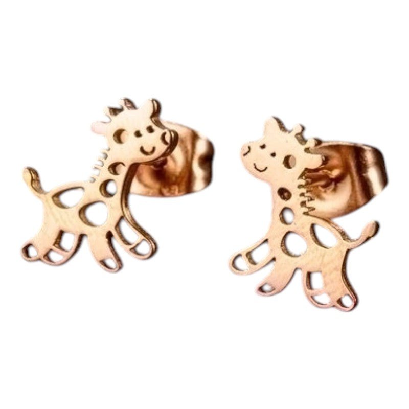 Meisjes oorbellen giraf rosékleurig RVS - oor6391 - 515394 - Oorbellen kopen# - 10mm - alles - cadeau