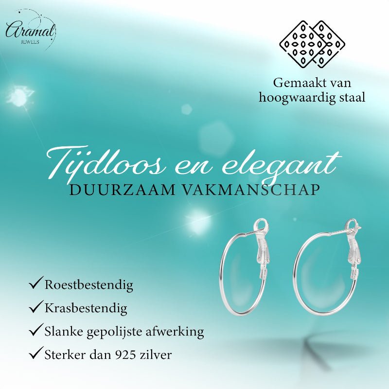 Metalen Oorringen Zilverkleurig 25mm Klapscharnier - Aramat Jewels - Oorbellen - cadeautip