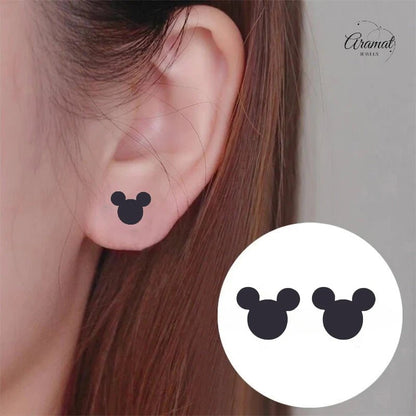 Mickey Oorbellen Zwart Staal | 8mm - oor6279 - 80976 - Oorbellen kopen# - 8mm - alles - cadeau