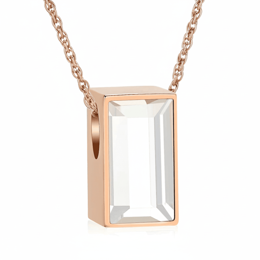 Mini Ashanger Rechthoek met Zirkonia - Rosékleur - Aramat Jewels - Gedenkhangers - cadeautip