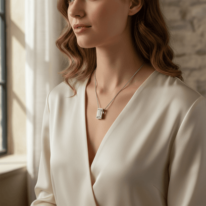 Mini Ashanger Rechthoek met Zirkonia - Zilverkleur - Aramat Jewels - Gedenkhangers - cadeautip