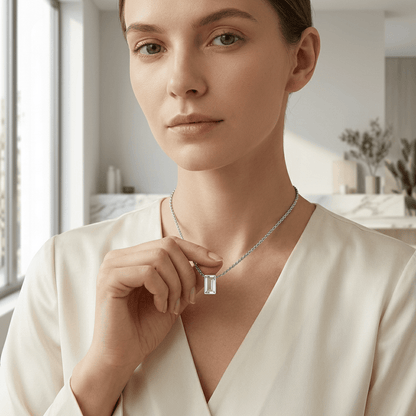 Mini Ashanger Rechthoek met Zirkonia - Zilverkleur - Aramat Jewels - Gedenkhangers - cadeautip