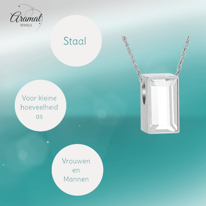 Mini Ashanger Rechthoek met Zirkonia - Zilverkleur - hang1470 - IJD33011 - Gedenkhangers kopen# - 11mm - alles - ashangers