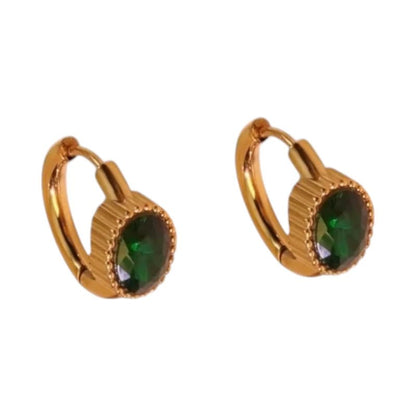 Mini Goudkleurige Oorringen – Groene Zirkonia – 15mm - oor6329 - 642322 - Oorringen kopen# - 15mm - alles - cadeau
