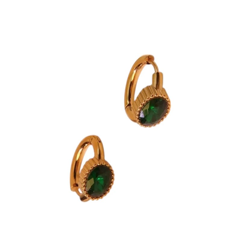 Mini Goudkleurige Oorringen – Groene Zirkonia – 15mm - oor6329 - 642322 - Oorringen kopen# - 15mm - alles - cadeau