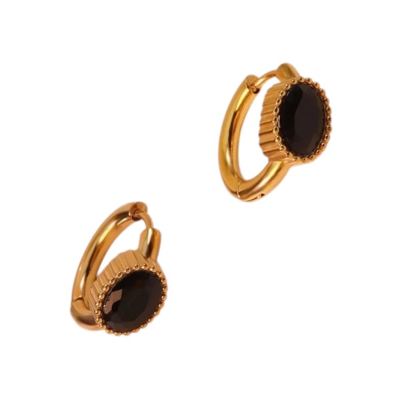 Mini Goudkleurige Oorringen – Zwarte Zirkonia – 15mm - oor6328 - 642321 - Oorringen kopen# - 15mm - alles - cadeau