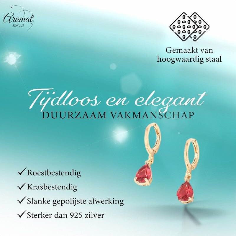 Mini Oorringetjes Meisje – Rode Zirkonia – 10mm - Goudkleur - oor6379 - 66133 - Oorringen kopen# - 10mm - alles - cadeau