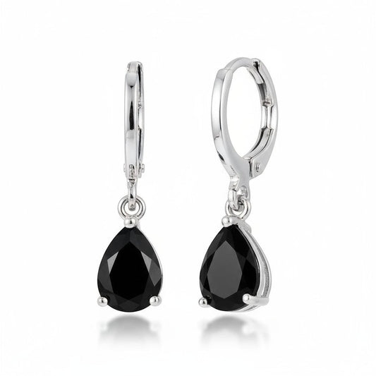 Mini Oorringetjes Meisje – Zwart Zirkonia – 10mm - Aramat Jewels - Oorringen - cadeautip