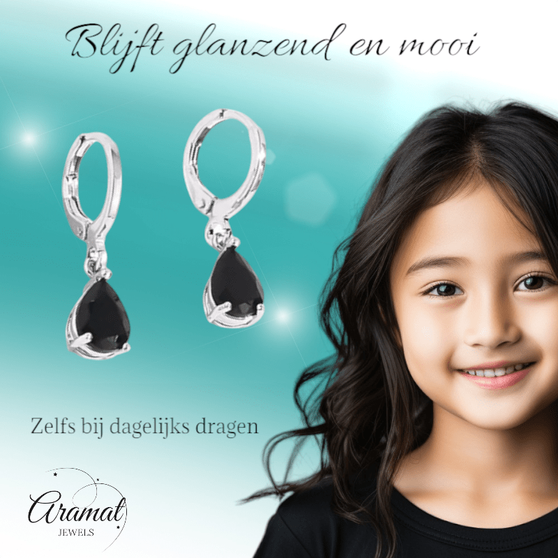 Mini Oorringetjes Meisje – Zwart Zirkonia – 10mm - oor6335 - 66137 - Oorringen kopen# - 10mm - alles - cadeau