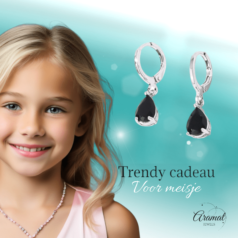 Mini Oorringetjes Meisje – Zwart Zirkonia – 10mm - oor6335 - 66137 - Oorringen kopen# - 10mm - alles - cadeau